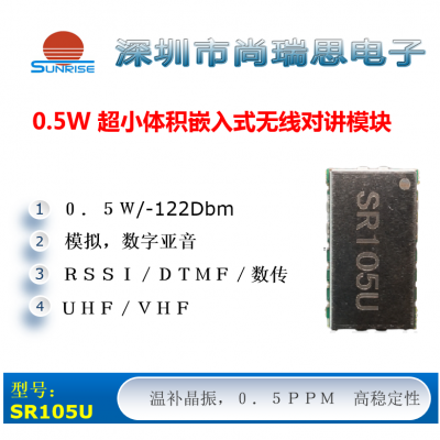 SR105U （0.5W/UHF）超小尺寸無線對講/數(shù)傳模塊